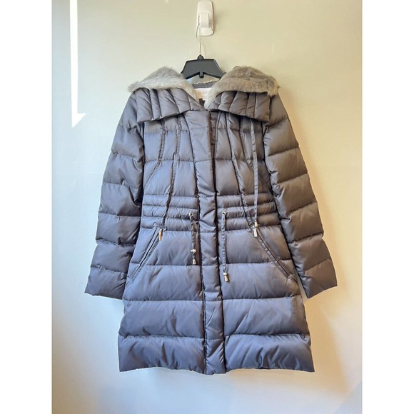 Laundry Shelli Segal Grey Zip Up Quilted Down Feather Puffer Coat Women XS NWOT - Picture 1 of 11
